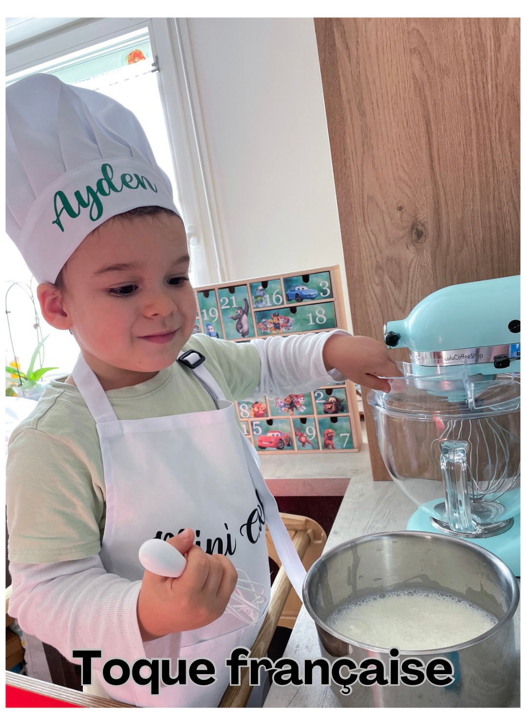 Ensemble tablier et toque pour enfant personnalisés