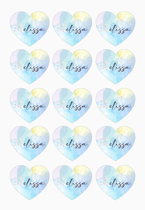 Lot de 15 Stickers personnalisées coeur