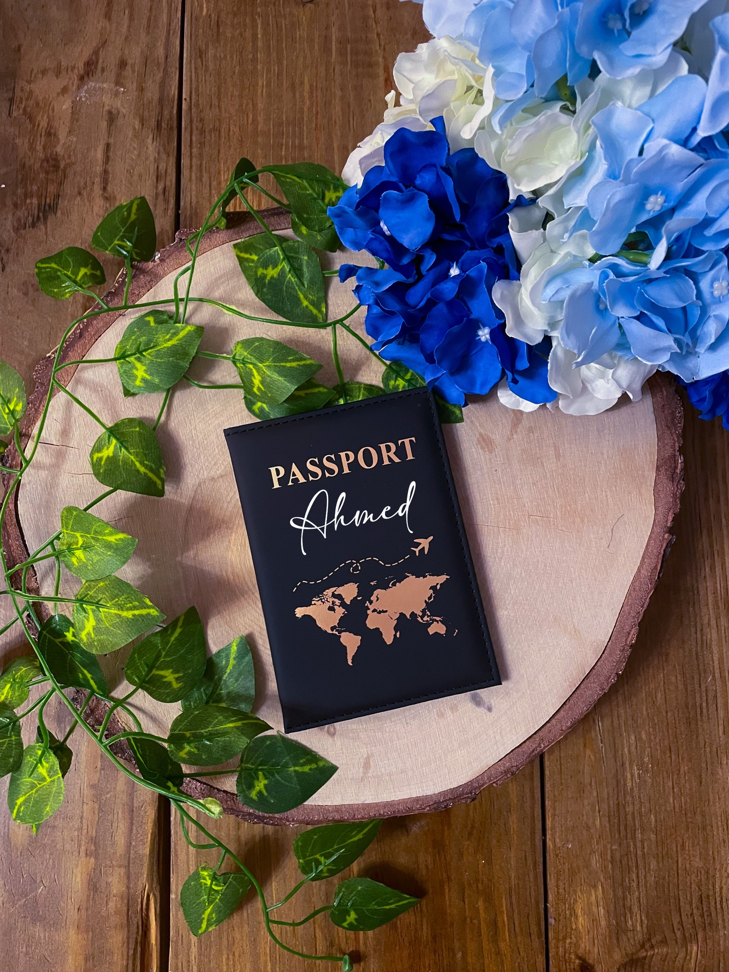 Pochettes de passeport personnalisées en similicuir avec prénom